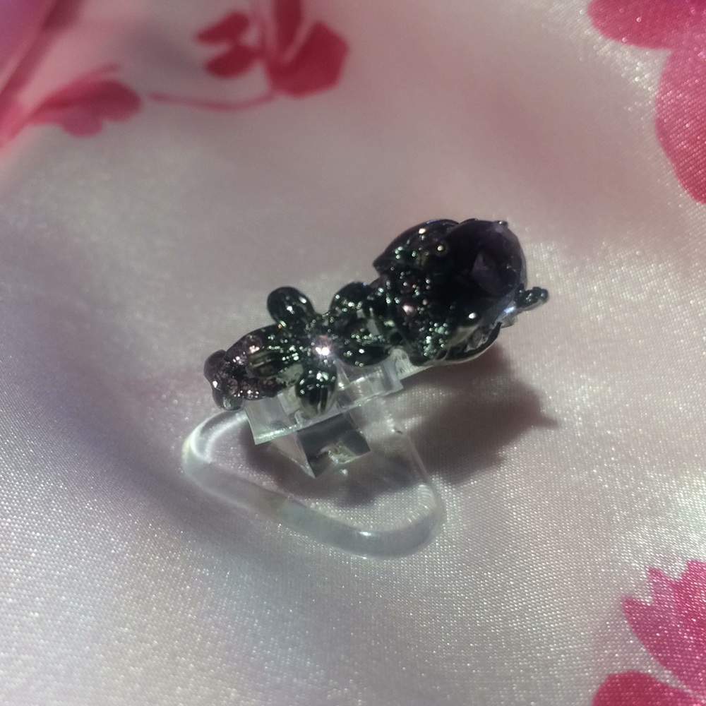 SOLD! Amethyst Oval W/ 10KT Black Gold Filled Ring - Picture 2 of 3